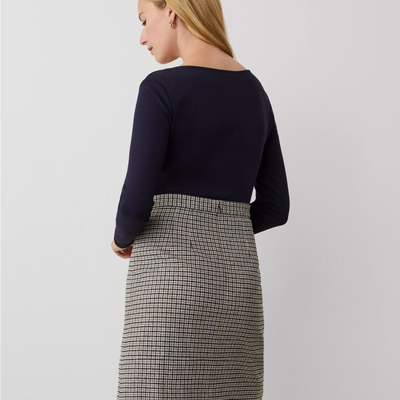 Petite Brushed Check Button Wrap A-Line Skirt - Picture 3 of 13